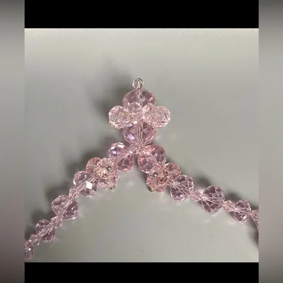 🩷 Modern Pink Crystal Beaded Necklace #6427 - Picture 2 of 5